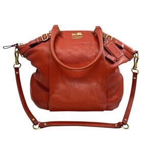 Coach Madison Leather Satchel Orange Crossbody Shoulder Bag Purse F1298-18841